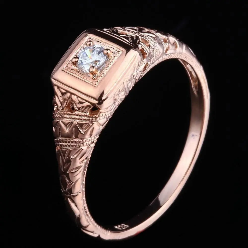 14k Rose Gold Vintage / Unique Moissanite Ring 0.1ct Moissanite Engagement Rings & Jewelry | Luxus Moissanite | Monzonite Jewelry