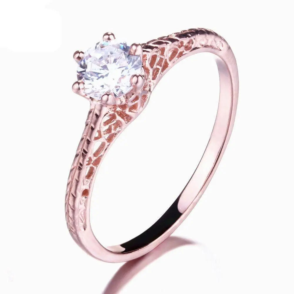 14k Rose Gold Vintage / Unique Moissanite Ring 0.5ct Moissanite Engagement Rings & Jewelry | Luxus Moissanite | Best Engagement Rings for Female