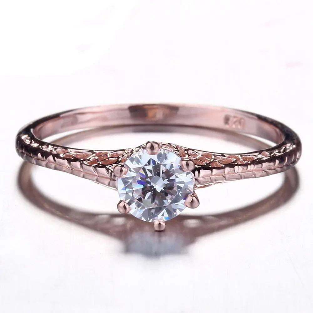 14k Rose Gold Vintage / Unique Moissanite Ring 0.5ct Moissanite Engagement Rings & Jewelry | Luxus Moissanite Best Engagement Rings for Female