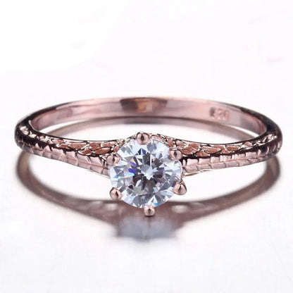 14k Rose Gold Vintage / Unique Moissanite Ring 0.5ct Moissanite Engagement Rings & Jewelry | Luxus Moissanite Best Engagement Rings for Female