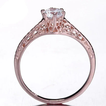 14k Rose Gold Vintage / Unique Moissanite Ring 0.5ct Moissanite Engagement Rings & Jewelry | Luxus Moissanite Best Engagement Rings for Female