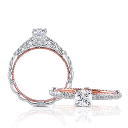 14k Rose & White Gold Moissanite Ring 0.5ct Center Stone Moissanite Engagement Rings & Jewelry | Luxus Moissanite