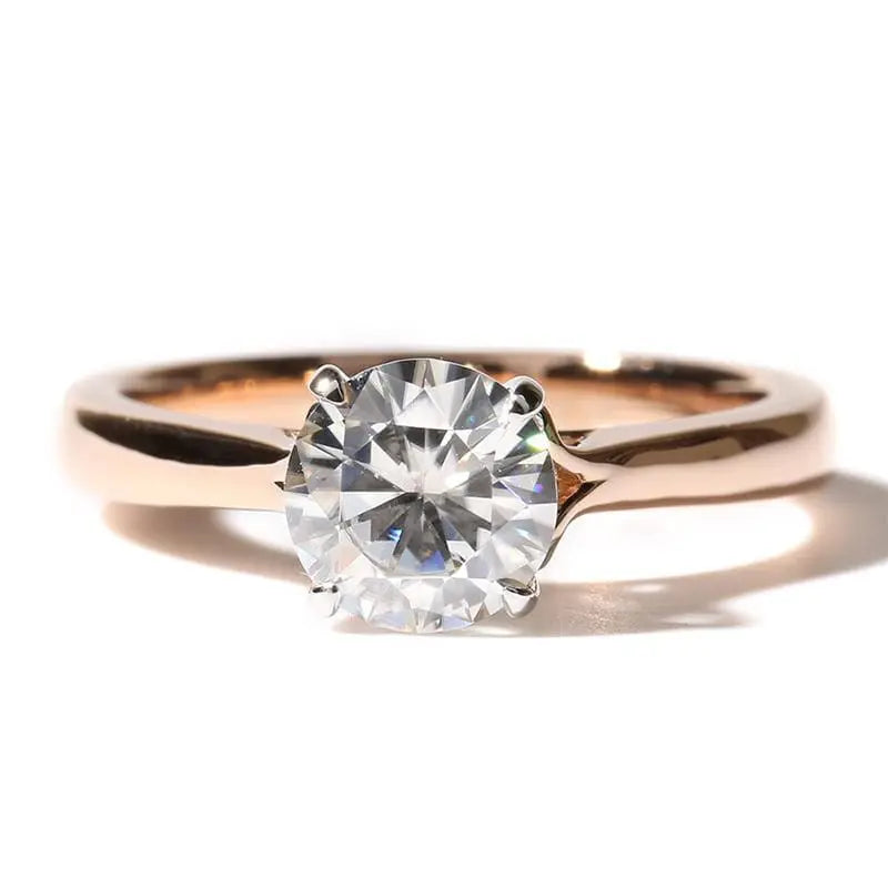 14k Rose & White Gold Moissanite Solitaire Ring 1ct Moissanite Engagement Rings & Jewelry | Luxus Moissanite