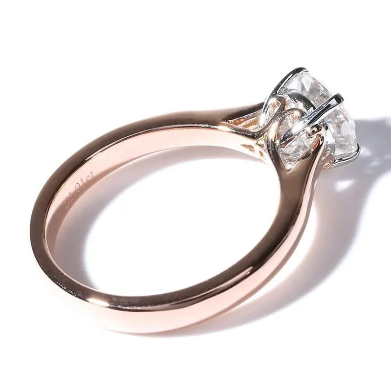 14k Rose & White Gold Moissanite Solitaire Ring 1ct Moissanite Engagement Rings & Jewelry | Luxus Moissanite