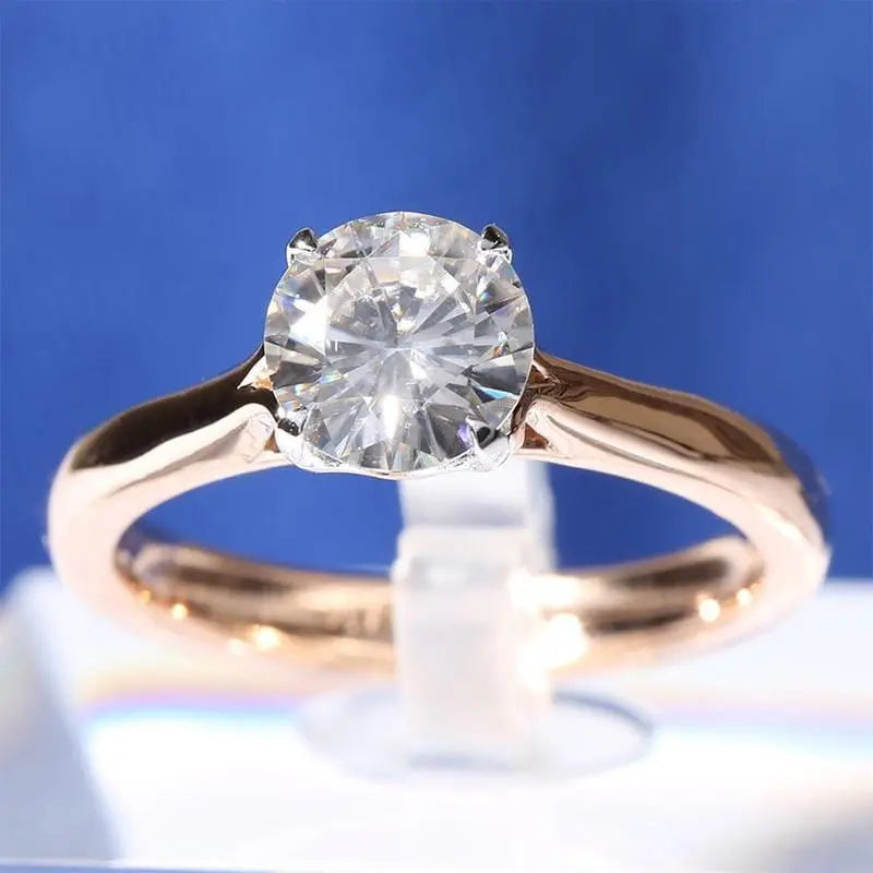 14k Rose & White Gold Moissanite Solitaire Ring 1ct Moissanite Engagement Rings & Jewelry | Luxus Moissanite