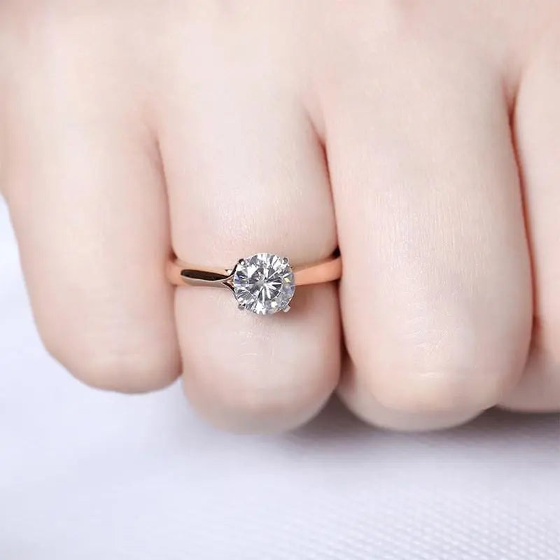 14k Rose & White Gold Moissanite Solitaire Ring 1ct Moissanite Engagement Rings & Jewelry | Luxus Moissanite | Engagement Ring and Wedding Ring Collection