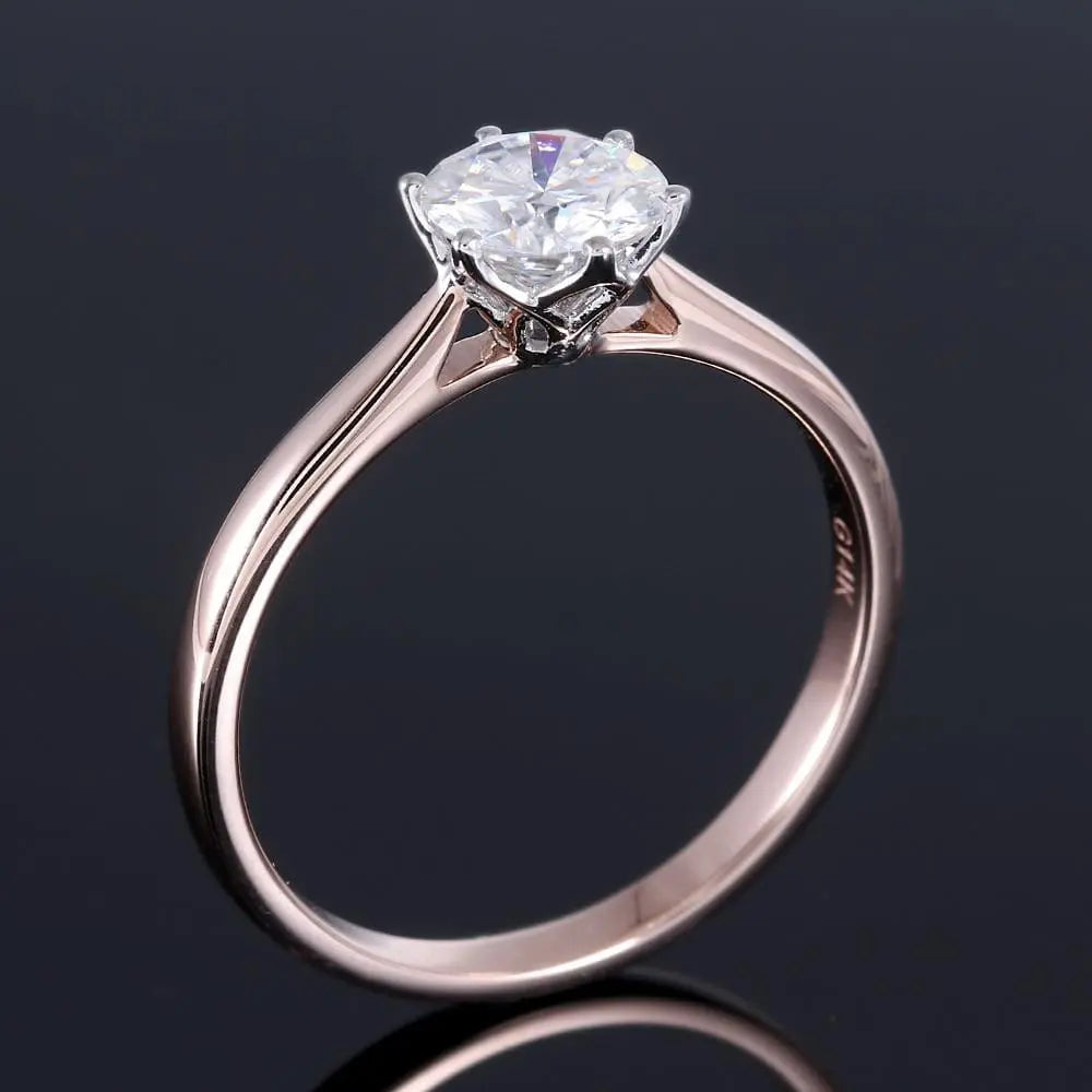 14k Rose & White Gold Solitaire Moissanite Ring 0.8ct Moissanite Engagement Rings & Jewelry | Luxus Moissanite | Engagement Ring in Rose Gold