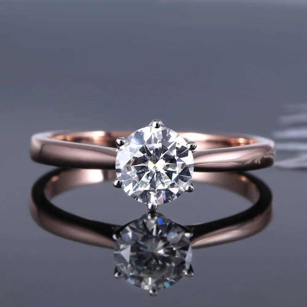 14k Rose & White Gold Solitaire Moissanite Ring 0.8ct Moissanite Engagement Rings & Jewelry | Luxus Moissanite | Engagement Ring in Rose Gold