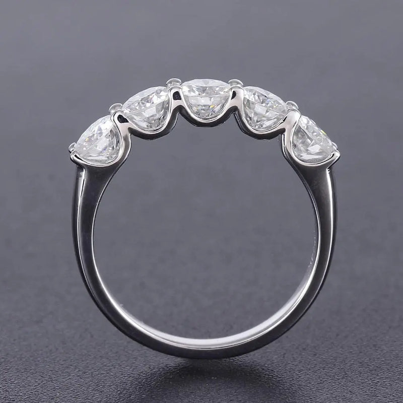 14k White / Yellow / Rose Gold 5 Stone Moissanite Anniversary Band 1.25ct Moissanite Engagement Rings & Jewelry | Luxus Moissanite