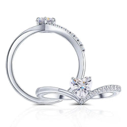 14k White / Yellow / Rose Gold Heart Cut Moissanite Ring 0.5ct Moissanite Engagement Rings & Jewelry | Luxus Moissanite