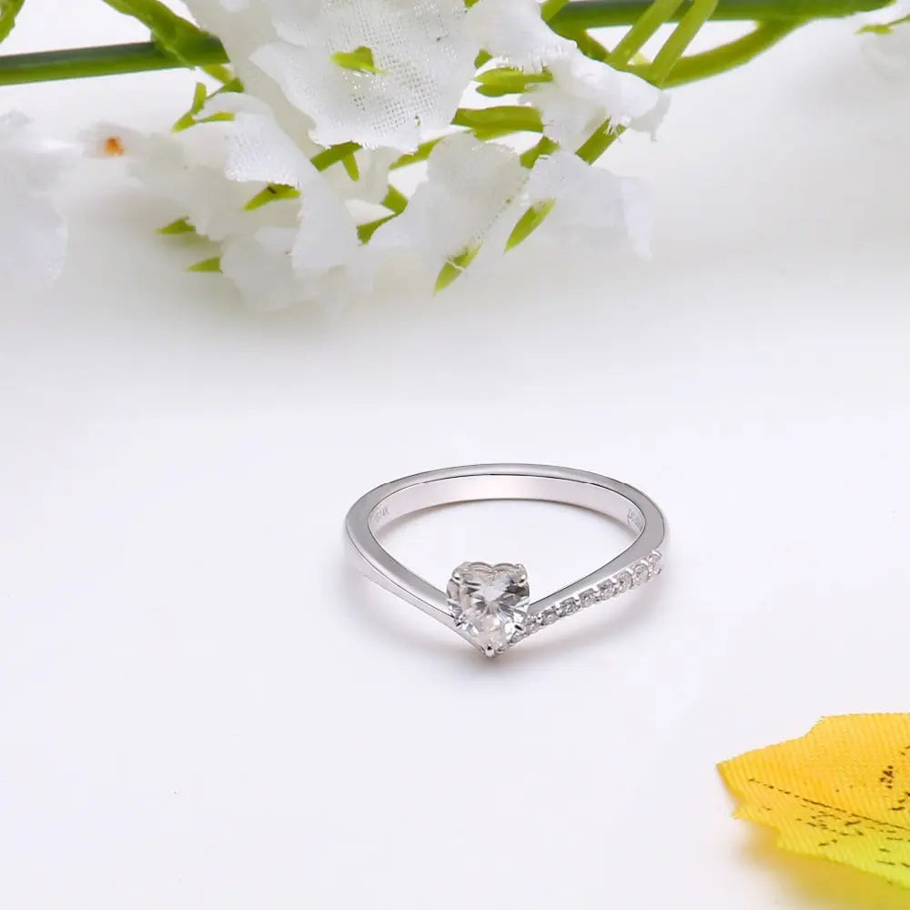 14k White / Yellow / Rose Gold Heart Cut Moissanite Ring 0.5ct Moissanite Engagement Rings & Jewelry | Heart Cut Moissanite Ring | Luxus Moissanite
