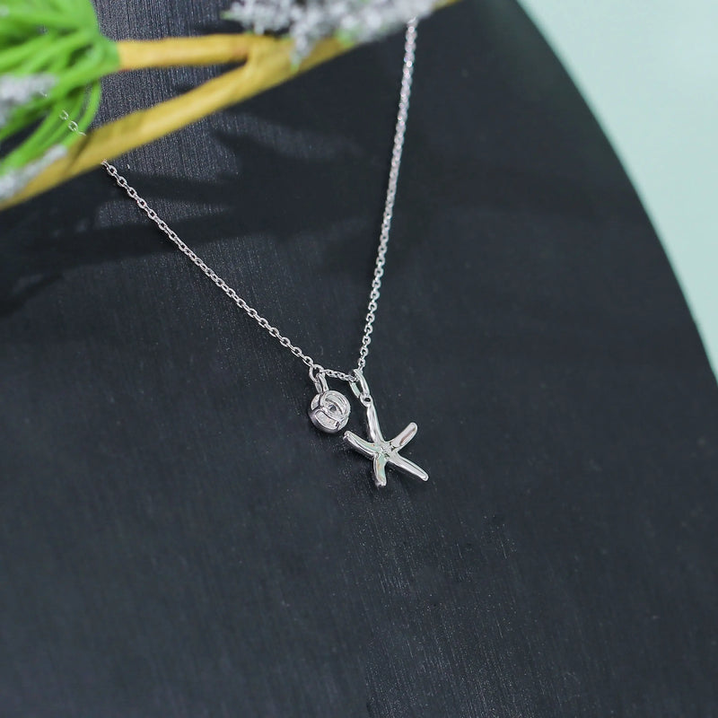 14k White / Yellow / Rose Gold Starfish Seaside Moissanite Necklace Moissanite Engagement Rings & Jewelry | Luxus Moissanite