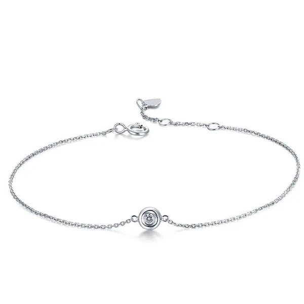 14k White / Yellow Gold Bezel Set Moissanite Bracelet 0.1ct Moissanite Engagement Rings & Jewelry | Luxus Moissanite