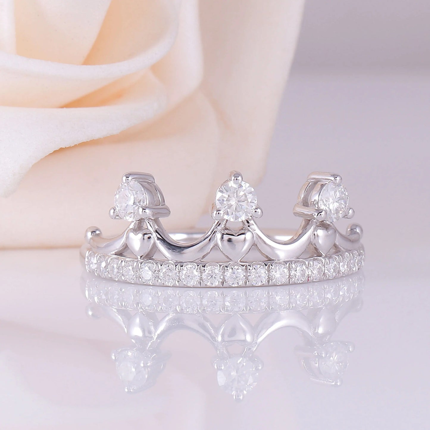 14k White Gold 3 Stone Moissanite Ring Approx. 0.8ct Total Moissanite Engagement Rings & Jewelry | Luxus Moissanite | Unique Engagement Rings Non Traditional