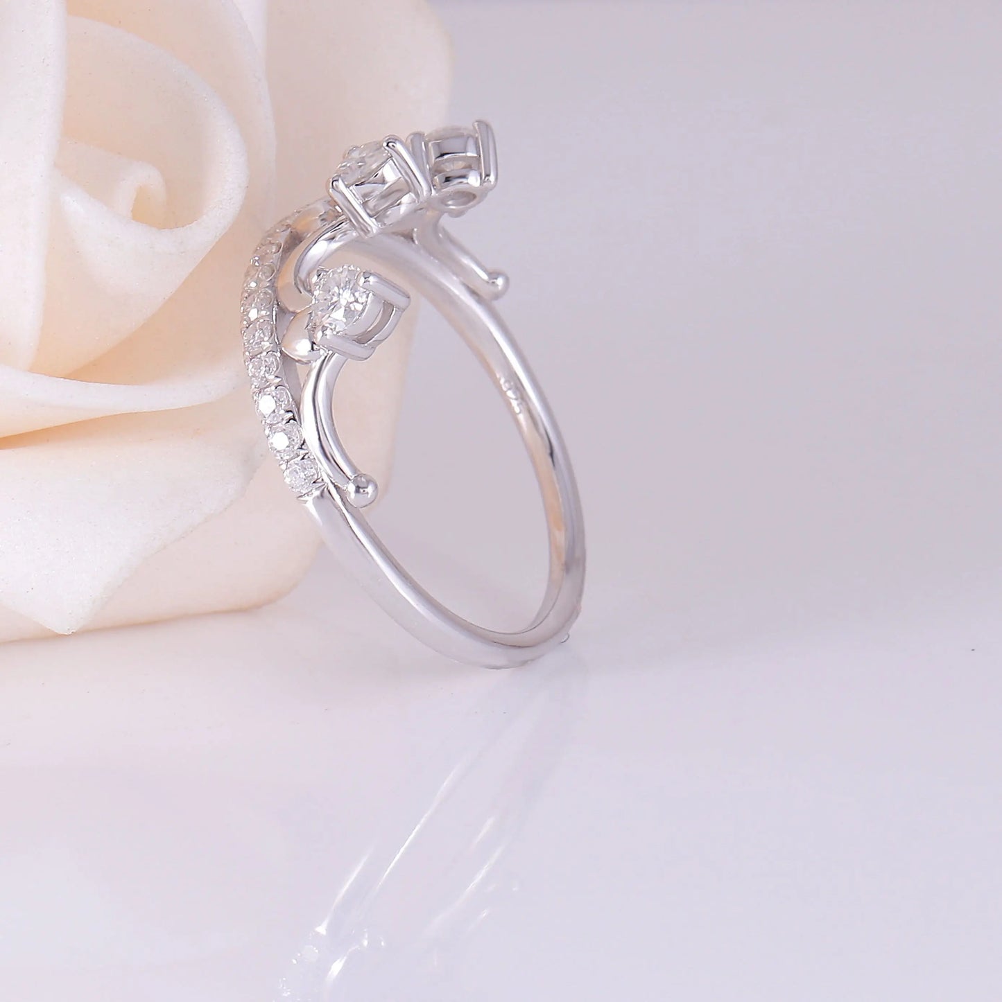 14k White Gold 3 Stone Moissanite Ring Approx. 0.8ct Total Moissanite Engagement Rings & Jewelry | Luxus Moissanite | Unique Engagement Rings Non Traditional