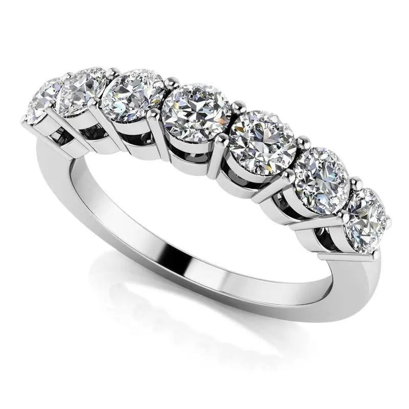 14k White Gold 7 Stone Moissanite Anniversary Band 0.7ct Total Moissanite Engagement Rings & Jewelry | Luxus Moissanite | Unique Anniversary Rings for Her