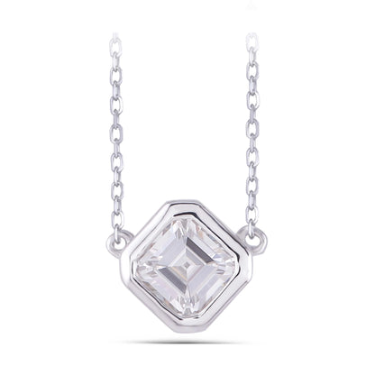 14k White Gold Asscher Cut Moissanite Necklace 1ct Moissanite Engagement Rings & Jewelry | Luxus Moissanite | Asscher Necklace