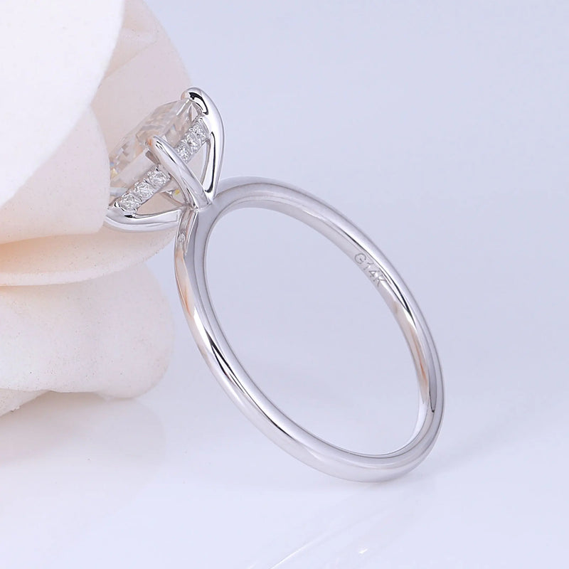 14k White Gold Asscher Cut Moissanite Ring 1.5ct Total Moissanite Engagement Rings & Jewelry | Luxus Moissanite
