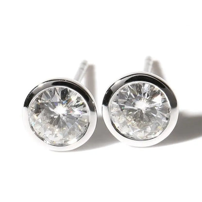 14k White Gold Bezel Moissanite Stud Earrings 1ctw Moissanite Engagement Rings & Jewelry | Best Earrings Brands | Luxus Moissanite