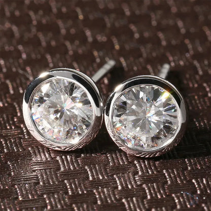 14k White Gold Bezel Moissanite Stud Earrings 1ctw Moissanite Engagement Rings & Jewelry | Best Earrings Brands | Luxus Moissanite