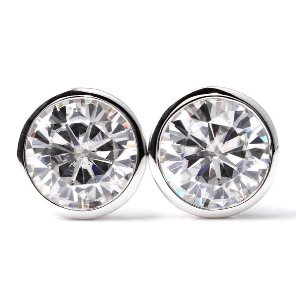 14k White Gold Bezel Set Moissanite Stud Earrings 2ctw – Luxus Moissanite