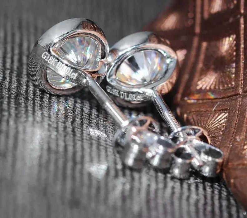 14k White Gold Bezel Set Moissanite Stud Earrings 2ctw Moissanite Engagement Rings & Jewelry | Luxus Moissanite