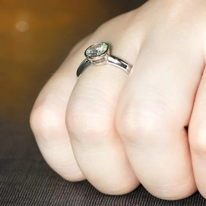14k White Gold Bezel Set Solitaire Moissanite Ring 1ct Moissanite Engagement Rings & Jewelry | Luxus Moissanite | White Gold Bezel Set