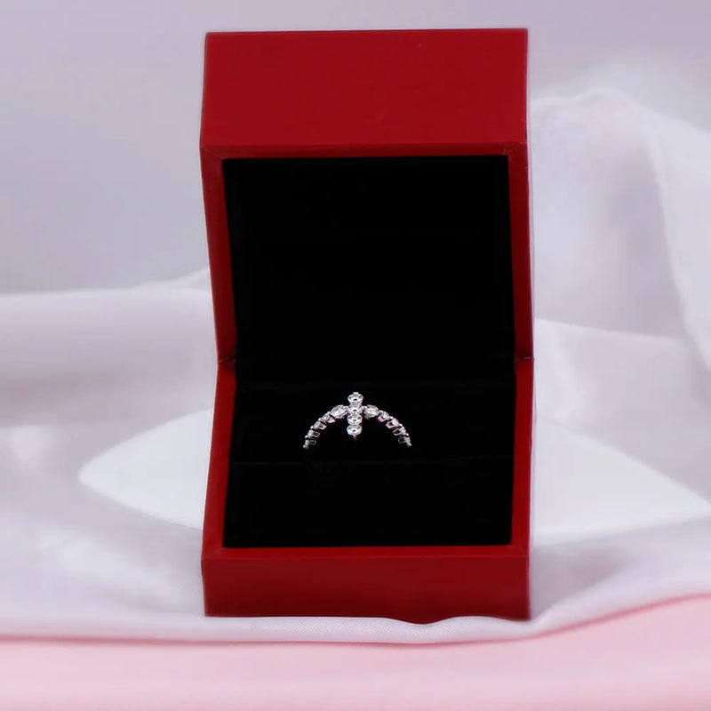 14k White Gold Cross Moissanite Ring / Wedding Band 0.81ct Total Moissanite Engagement Rings & Jewelry | Luxus Moissanite
