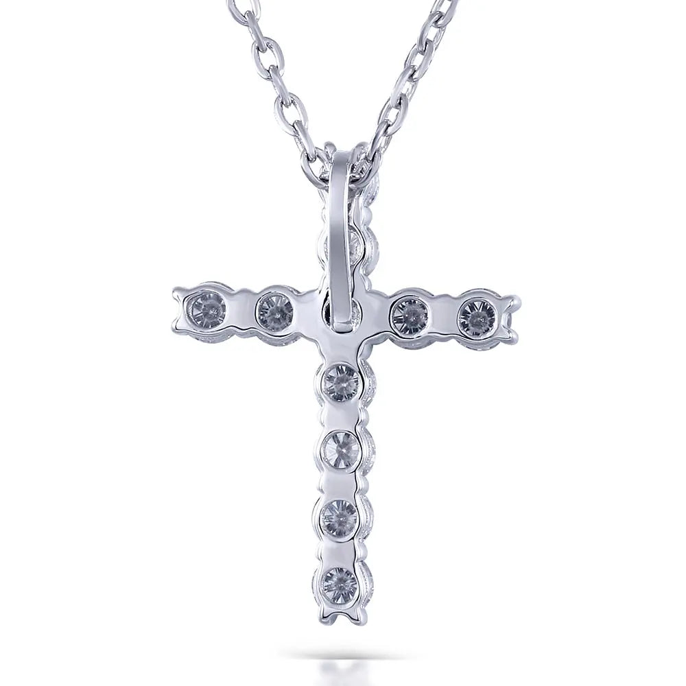 14k White Gold Cross Necklace / Pendant 1.21ct Total Moissanite Engagement Rings & Jewelry | Luxus Moissanite