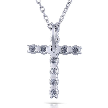 14k White Gold Cross Necklace / Pendant 1.21ct Total Moissanite Engagement Rings & Jewelry | Luxus Moissanite