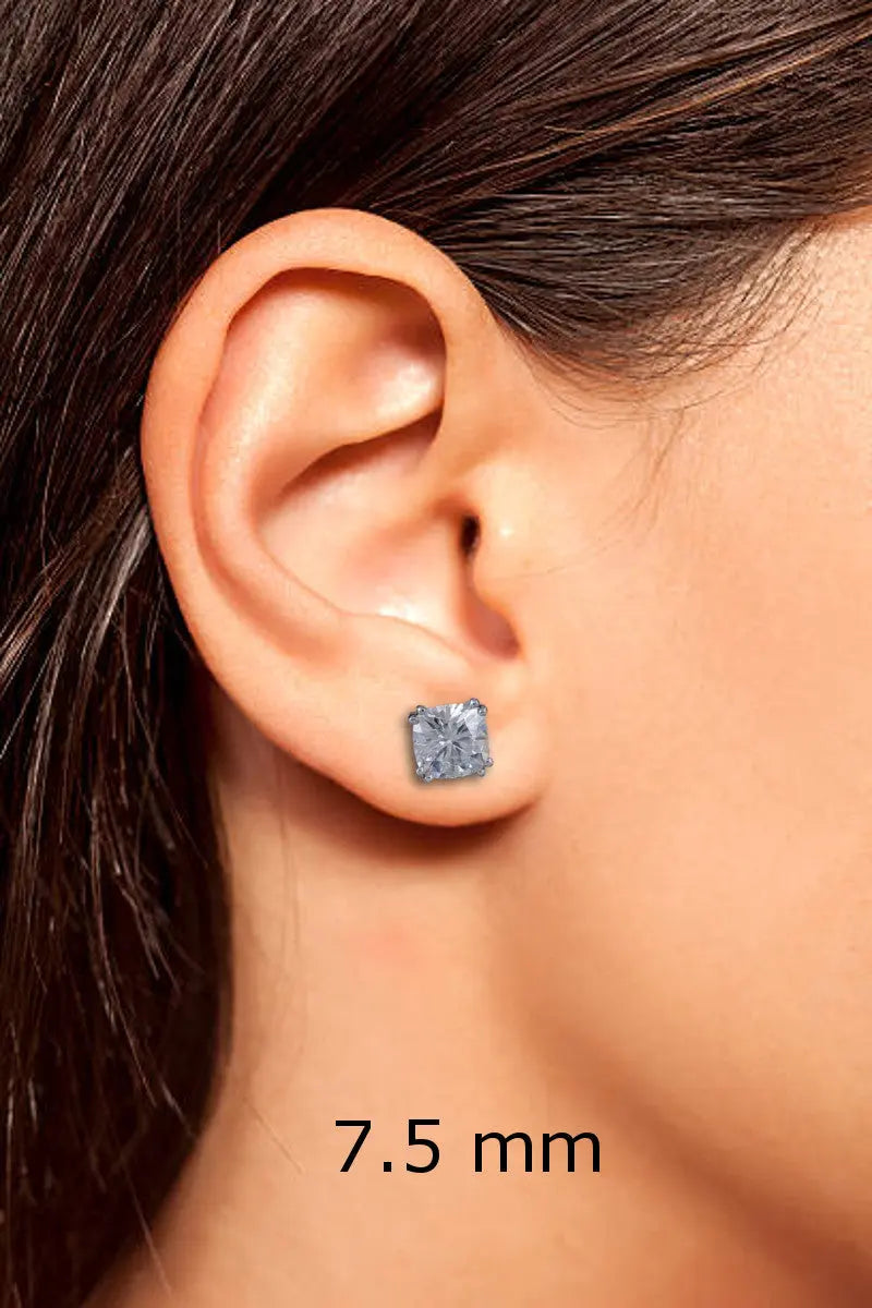 14k White Gold Cushion Cut Moissanite Stud Earrings 2.5ctw - 5ctw Moissanite Engagement Rings & Jewelry | Luxus Moissanite