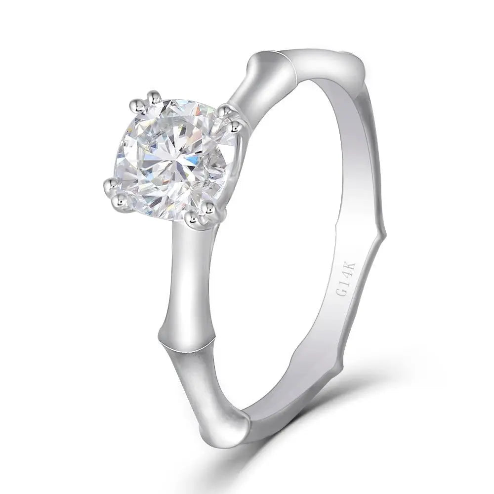 14k White Gold Cushion Cut Solitaire Moissanite Ring 1ct Moissanite Engagement Rings & Jewelry | 14k White Gold Ring for the Best Price | Luxus Moissanite