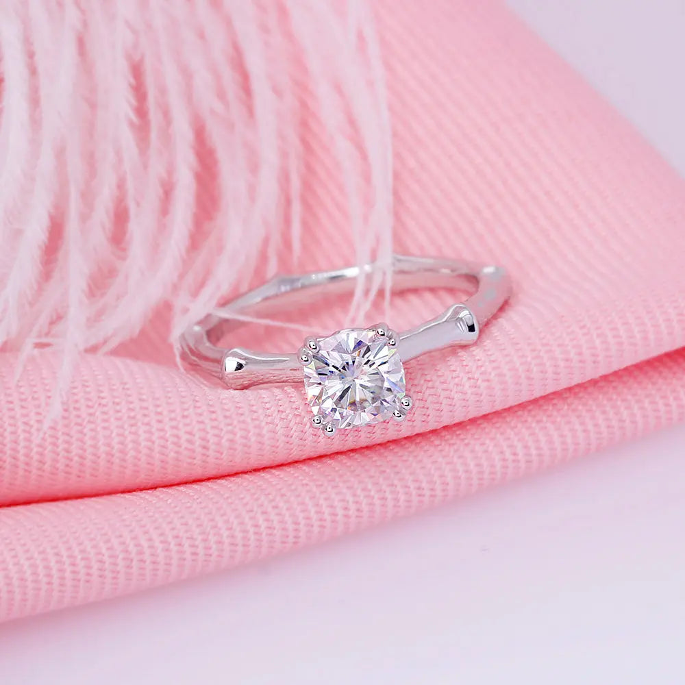 14k White Gold Cushion Cut Solitaire Moissanite Ring 1ct Moissanite Engagement Rings & Jewelry | 14k White Gold Ring for the Best Price | Luxus Moissanite