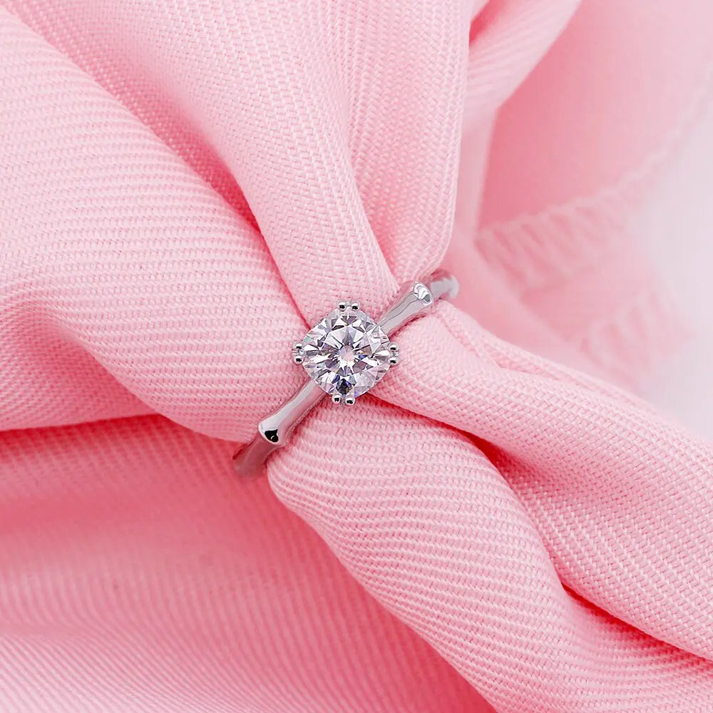14k White Gold Cushion Cut Solitaire Moissanite Ring 1ct Moissanite Engagement Rings & Jewelry | 14k White Gold Ring for the Best Price | Luxus Moissanite