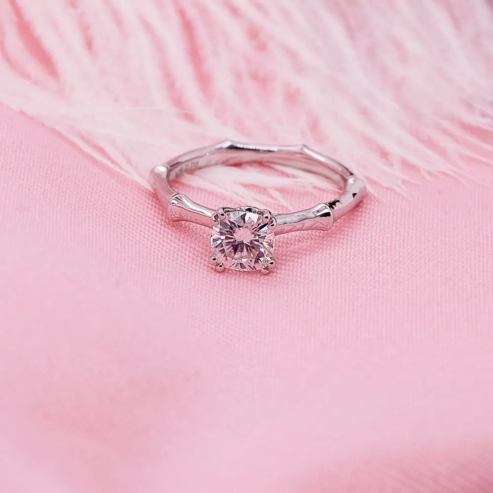 14k White Gold Cushion Cut Solitaire Moissanite Ring 1ct Moissanite Engagement Rings & Jewelry | 14k White Gold Ring for the Best Price | Luxus Moissanite