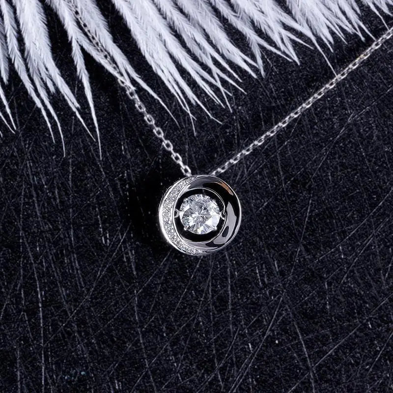 14k White Gold Dancing Moissanite Necklace / Pendant 1 Carat Moissanite Engagement Rings & Jewelry | | Dancing necklace | Luxus Moissanite