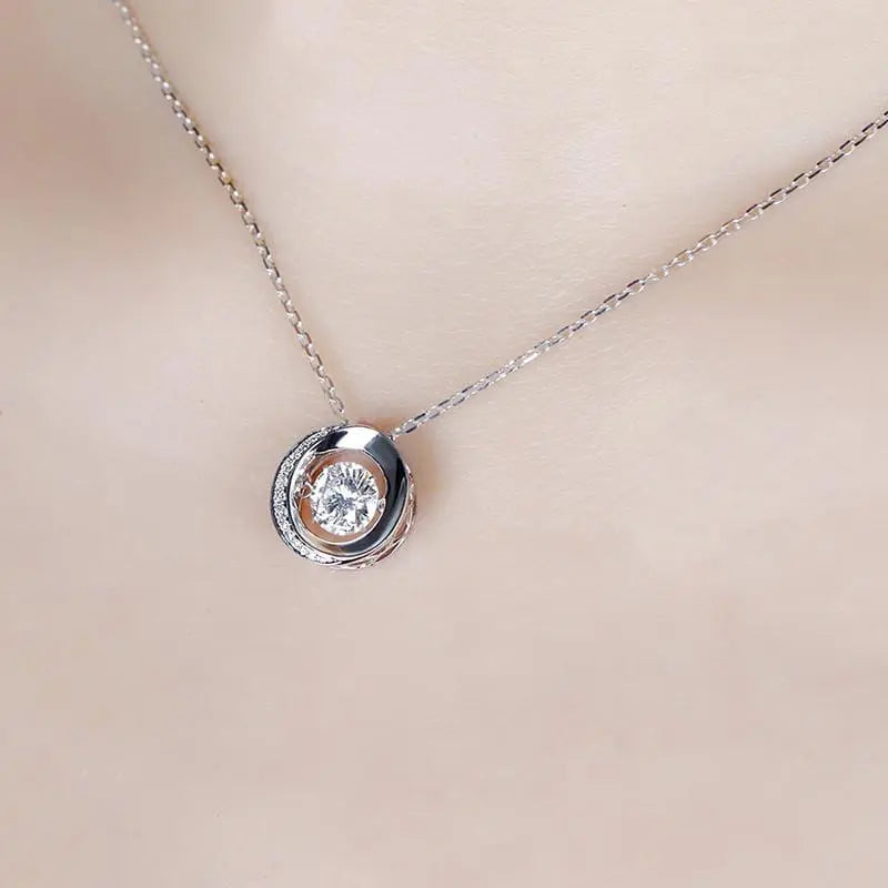 14k White Gold Dancing Moissanite Necklace / Pendant 1 Carat Moissanite Engagement Rings & Jewelry | | Dancing necklace | Luxus Moissanite
