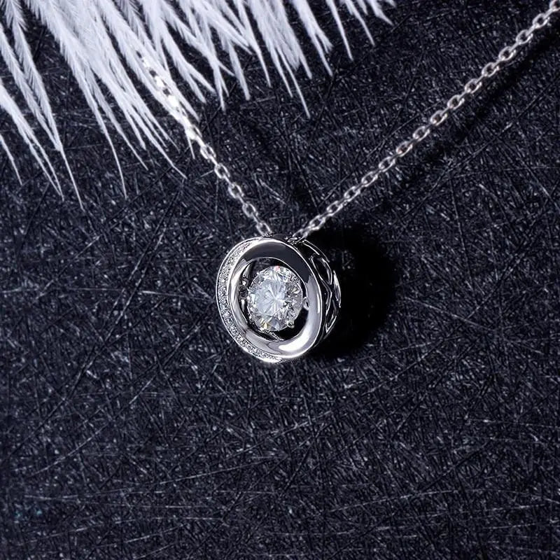 14k White Gold Dancing Moissanite Necklace / Pendant 1 Carat Moissanite Engagement Rings & Jewelry | | Dancing necklace | Luxus Moissanite