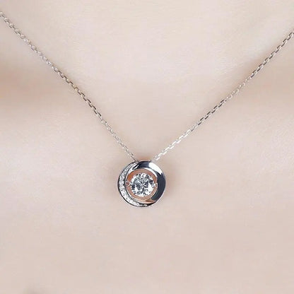 14k White Gold Dancing Moissanite Necklace / Pendant 1 Carat Moissanite Engagement Rings & Jewelry | | Dancing necklace  |  Luxus Moissanite