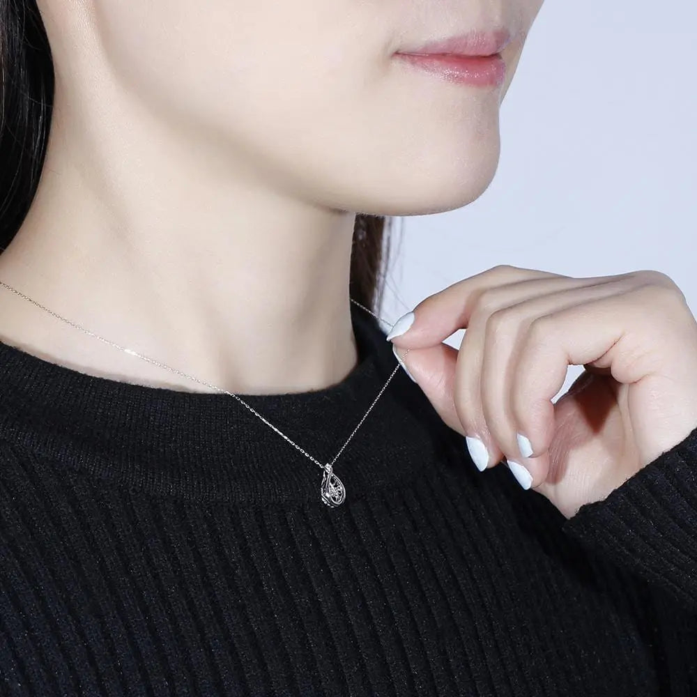 14k White Gold Dancing Moissanite Necklace 0.11ct Center Stone Moissanite Engagement Rings & Jewelry | Dancing Stone Necklace | Luxus Moissanite