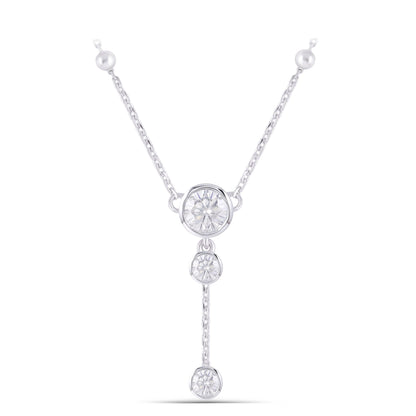 14k White Gold Dangle Moissanite Necklace 1.22ct Total. Moissanite Engagement Rings & Jewelry | Luxus Moissanite | Dangle Necklace