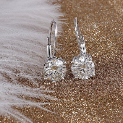 14k White Gold Drop / Dangle Moissanite Earrings 2ctw Moissanite Engagement Rings & Jewelry | Luxus Moissanite - Cool Dangle Earrings