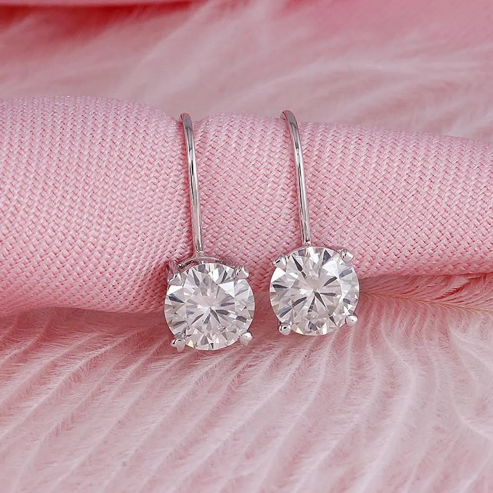 14k White Gold Drop / Dangle Moissanite Earrings 2ctw Moissanite Engagement Rings & Jewelry | Luxus Moissanite - Cool Dangle Earrings