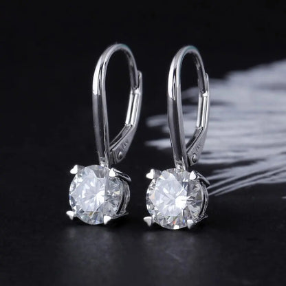 14k White Gold Drop / Dangle Moissanite Earrings 2ctw Moissanite Engagement Rings & Jewelry | Luxus Moissanite - Cool Dangle Earrings