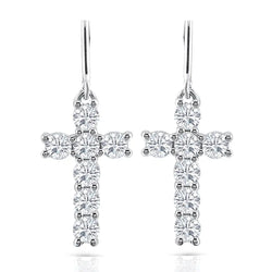 14k White Gold Drop Moissanite Cross Earrings 1.4ctw Moissanite Engagement Rings & Jewelry | Luxus Moissanite