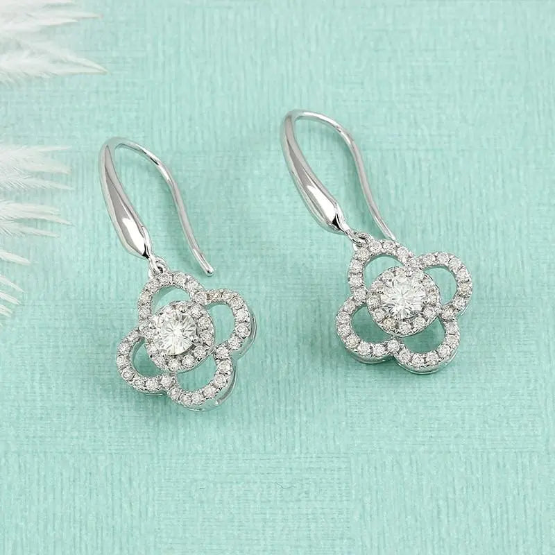 14k White Gold Drop Moissanite Earrings 0.5ctw Moissanite Engagement Rings & Jewelry | Luxus Moissanite