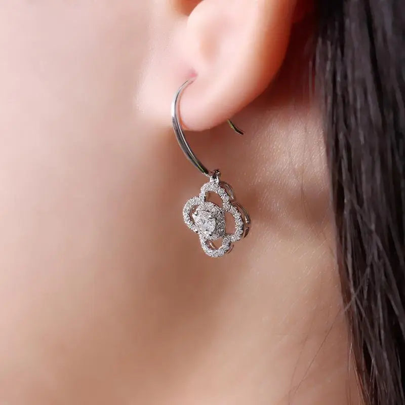 14k White Gold Drop Moissanite Earrings 0.5ctw Moissanite Engagement Rings & Jewelry | Luxus Moissanite