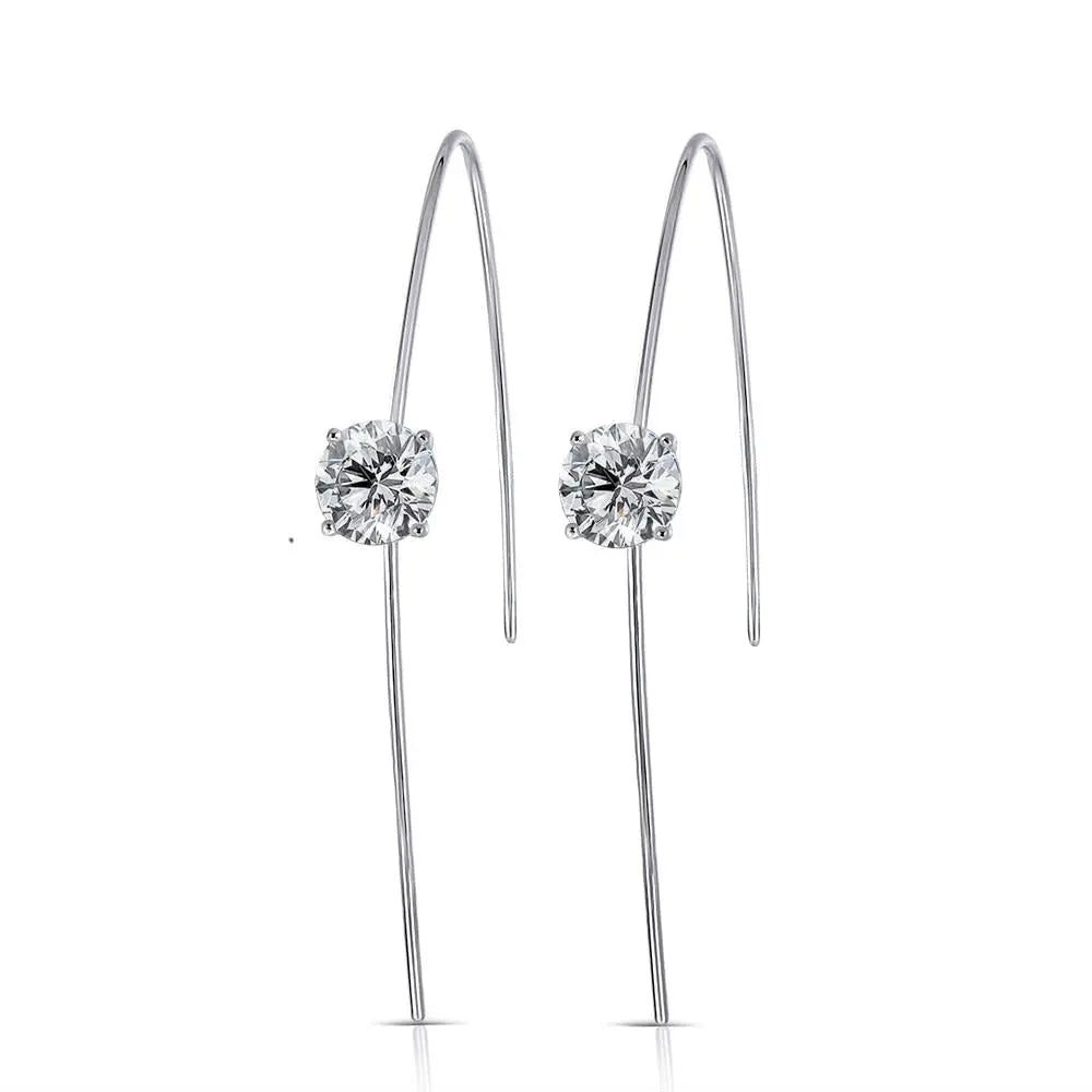 14k White Gold Drop Moissanite Earrings 2ctw Moissanite Engagement Rings & Jewelry | Luxus Moissanite | Beautiful Drop Earrings