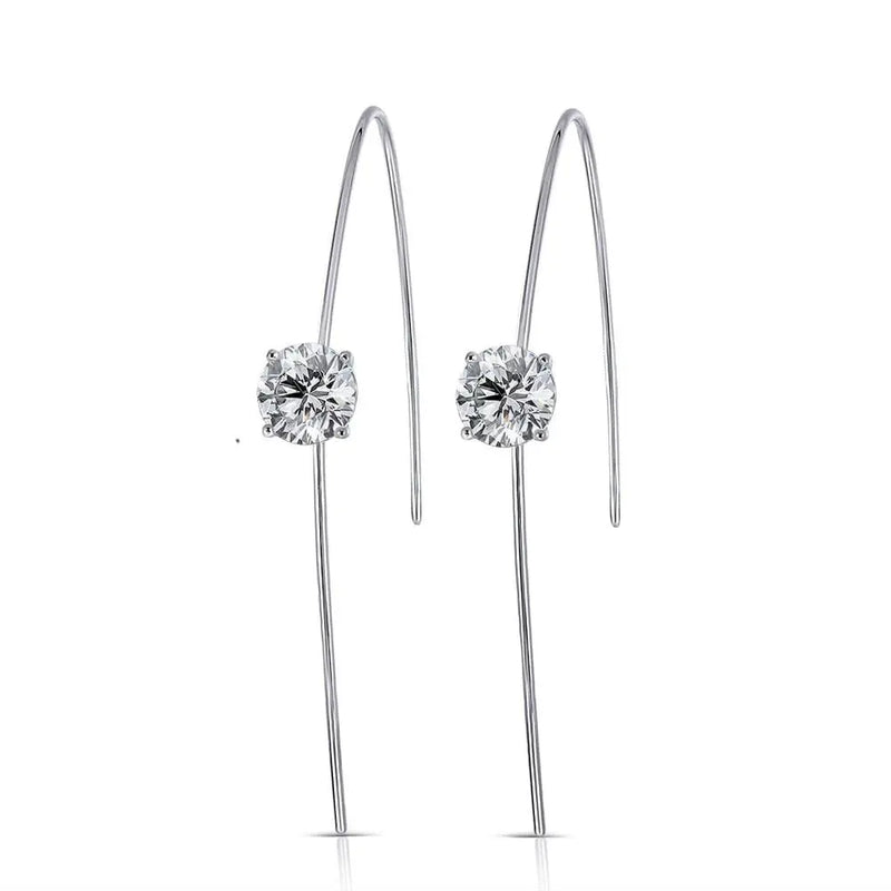 14k White Gold Drop Moissanite Earrings 2ctw Moissanite Engagement Rings & Jewelry | Luxus Moissanite