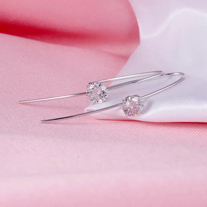 14k White Gold Drop Moissanite Earrings 2ctw Moissanite Engagement Rings & Jewelry | Luxus Moissanite | Beautiful Drop Earrings